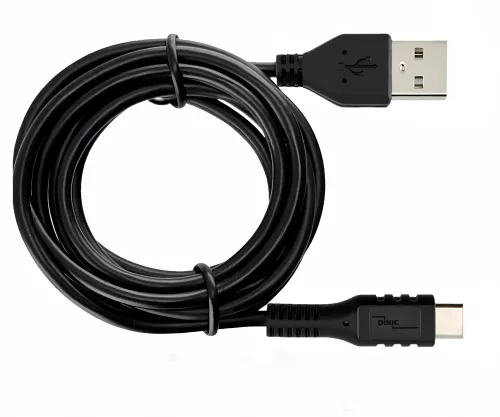 USB type C to A charging cable, USB type C to A plug, 5V, 3A, OD: 4mm, black, DINIC polybag, 3m